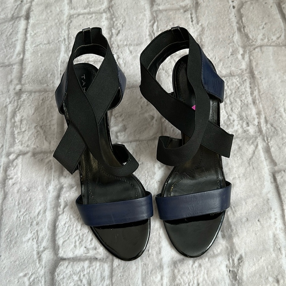 Tahari Lace Elastic Crisscross Strap Heels Size 8.5